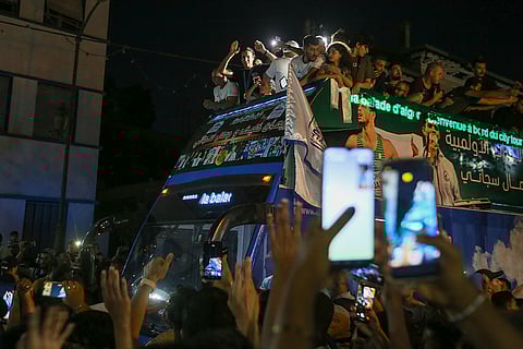 Women's 66 kg boxing Olympic gold medalist Imane Khelif returns home from Paris